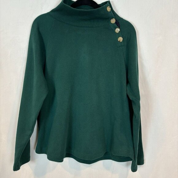J.CREW Tops - J. Crew Women’s Jade Green Button Detail Cowl Neck Sweatshirt Size Large comfy